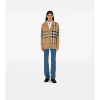 Karierte Strickjacke aus Wollmischung