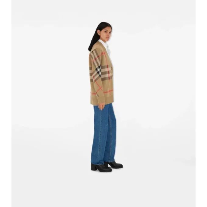 Karierte Strickjacke aus Wollmischung