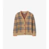 Karierte Wollstrickjacke