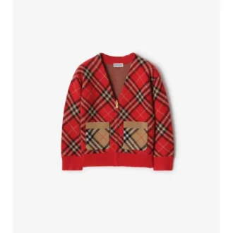 Karierte Wollstrickjacke