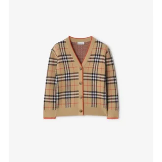 Karierte Wollstrickjacke