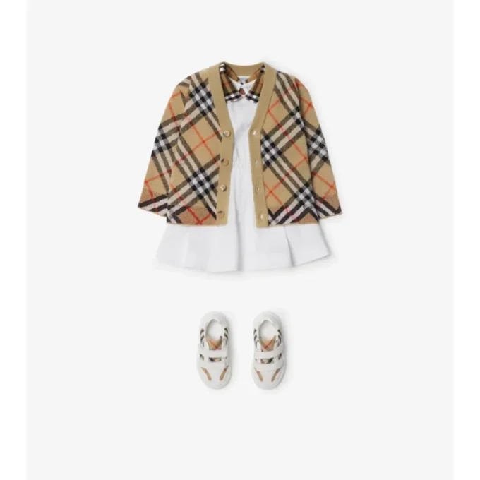 Karierte Wollstrickjacke