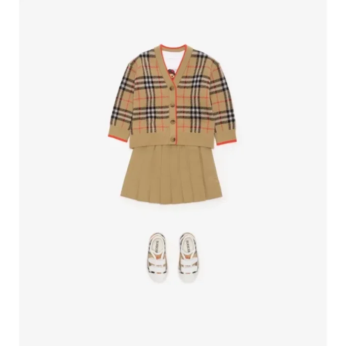Karierte Wollstrickjacke
