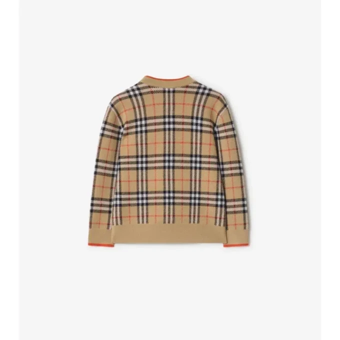 Karierte Wollstrickjacke