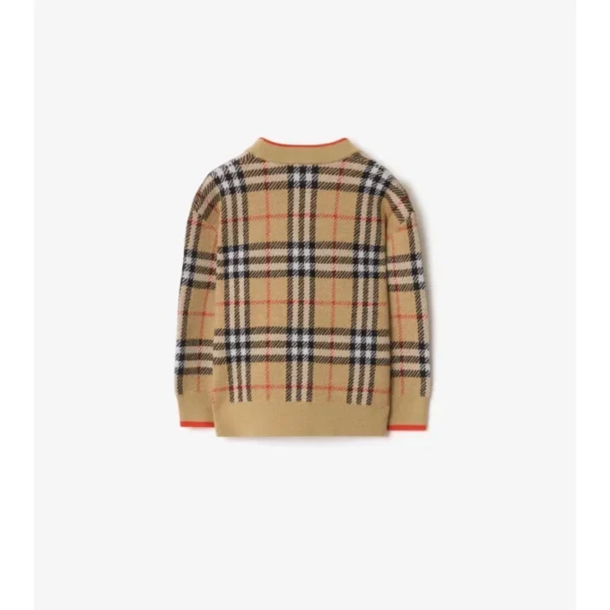 Karierte Wollstrickjacke