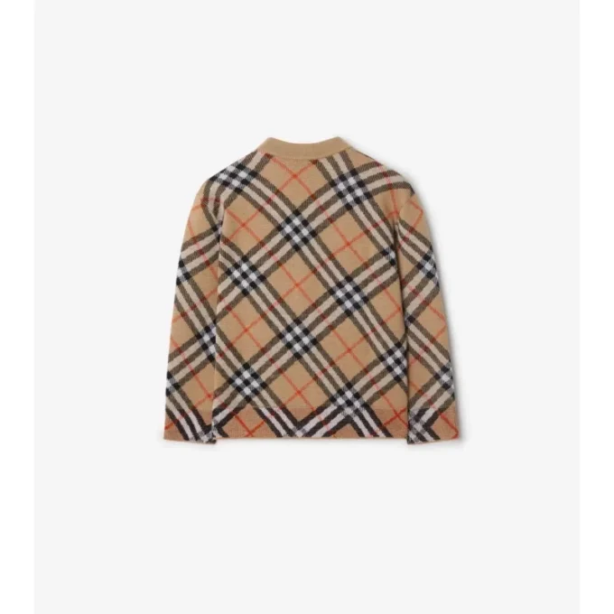 Karierte Wollstrickjacke