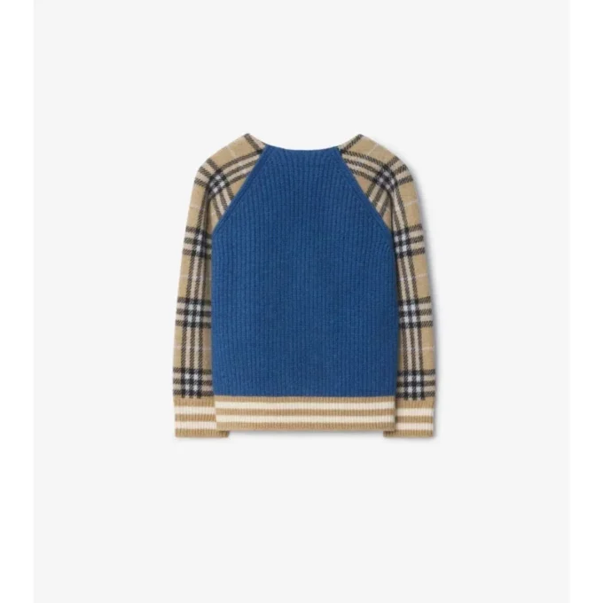 Karierte Wollstrickjacke mit Reißverschluss