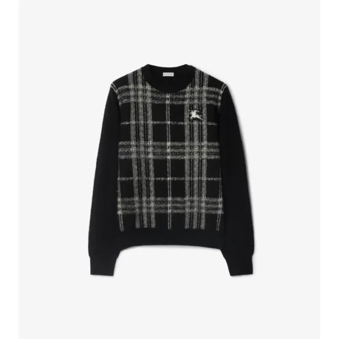 Karierter Wollpullover