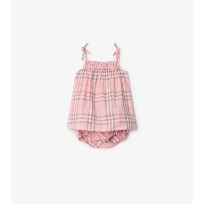 Kariertes Baumwollkleid mit Bloomers