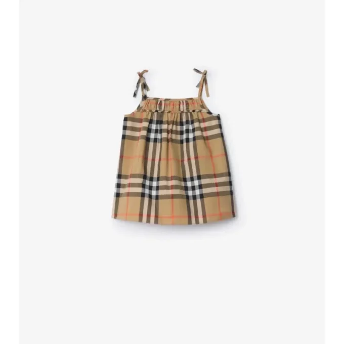 Kariertes Baumwollkleid mit Bloomers