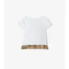 Kariertes Stretch-Baumwoll-T-Shirt mit Rüschen