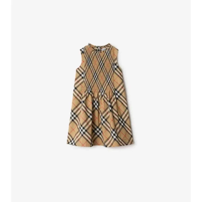 Kleid aus Baumwollpopeline mit Burberry-Karomuster