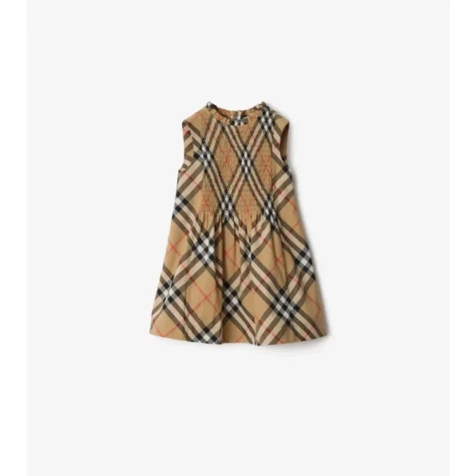 Kleid aus Baumwollpopeline mit Burberry-Karomuster