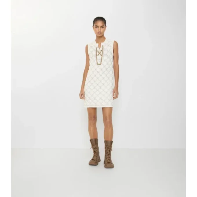 Kleid aus gehäkelter Baumwollmischung