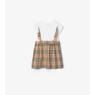 Kleid aus Stretch-Baumwolle mit Karobordüre