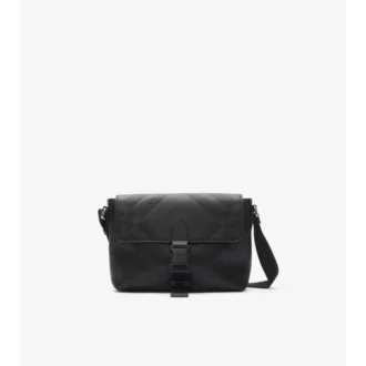 Kleine Messenger-Tasche mit geprägten Karos und Schnallen 