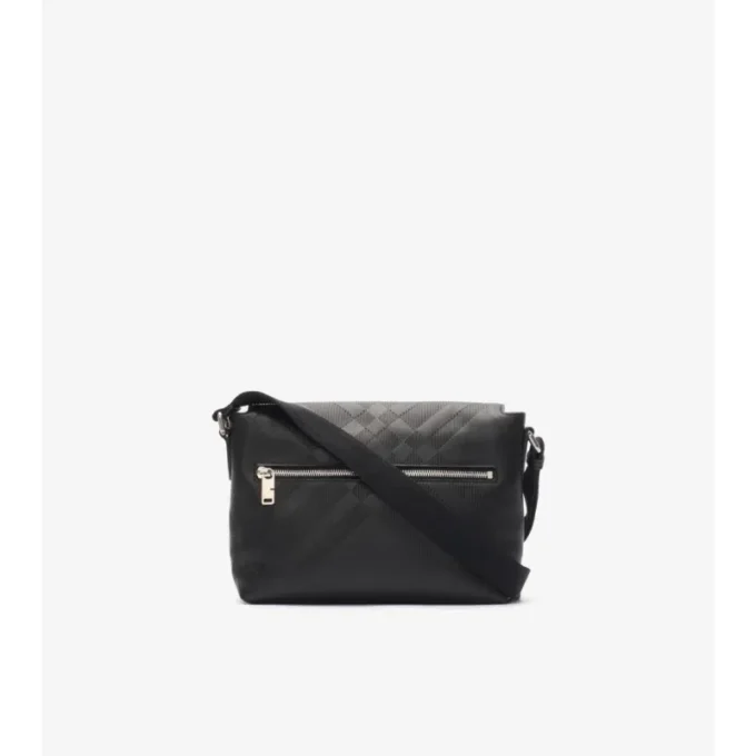 Kleine Messenger-Tasche mit geprägten Karos und Schnallen 