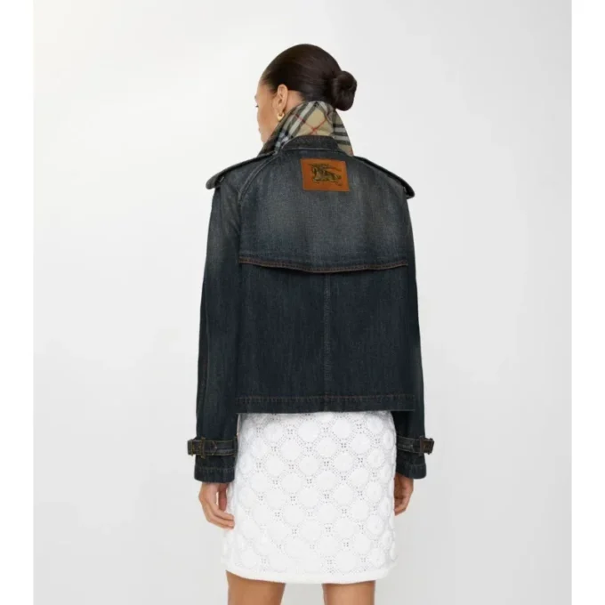 Kürzliche Denim-Mayfair-Trenchjacke
