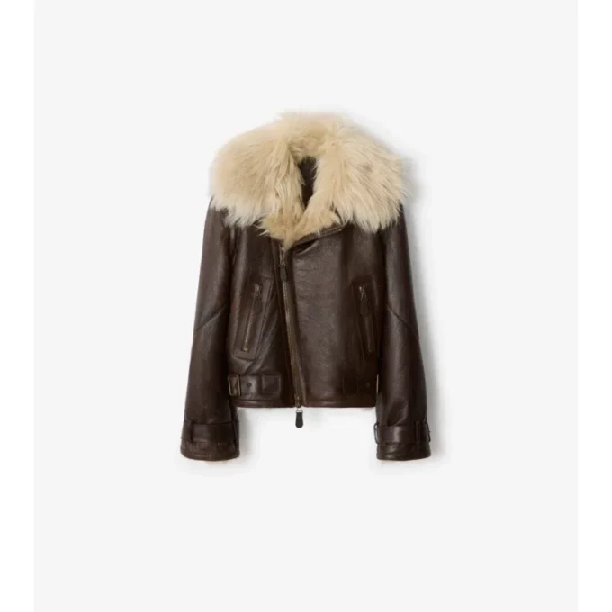 Kurze Aviator-Jacke aus Lammfell