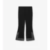 Kurze, bestickte, ausgestellte Hose aus Woll-Seide