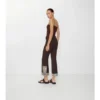 Kurze, bestickte, ausgestellte Hose aus Woll-Seide