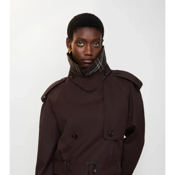 Kurze Gabardine-Trenchcoat-Jacke