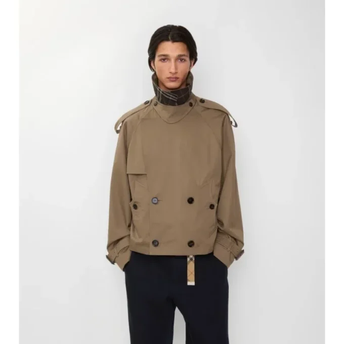 Kurze Gabardine-Trenchcoat-Jacke
