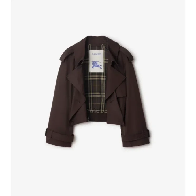 Kurze Gabardine-Trenchcoat-Jacke