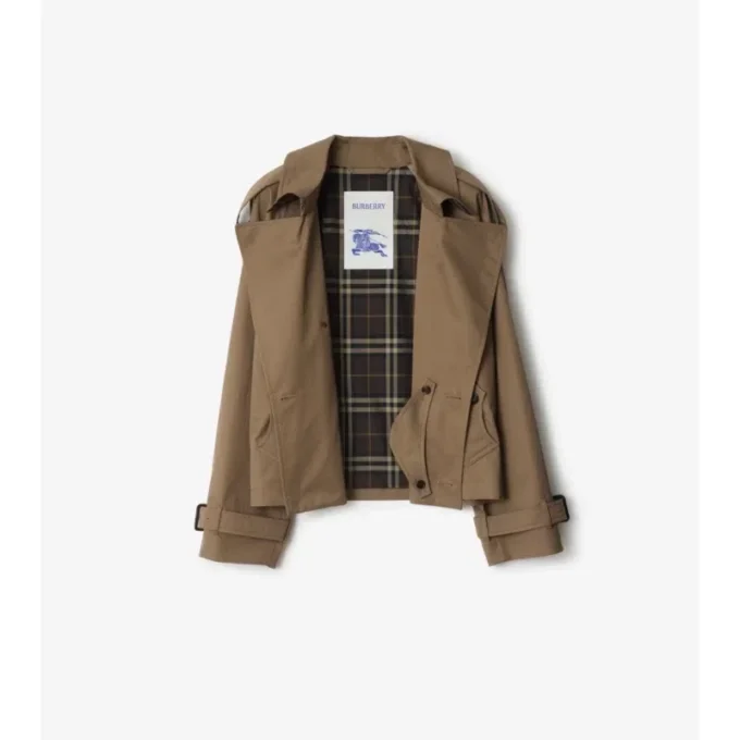 Kurze Gabardine-Trenchcoat-Jacke