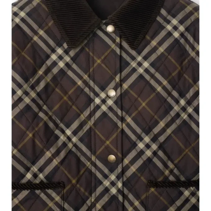 Kurze, gesteppte Baumwolljacke mit Karomuster