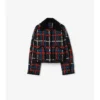 Kurze, karierte, gesteppte Floriston-Jacke mit Gürtel