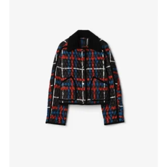 Kurze, karierte, gesteppte Floriston-Jacke mit Gürtel