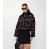 Kurze, karierte, gesteppte Floriston-Jacke mit Gürtel