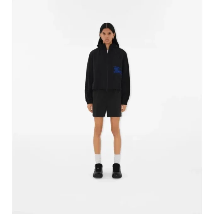 Kurze Nylon-Kapuzenjacke