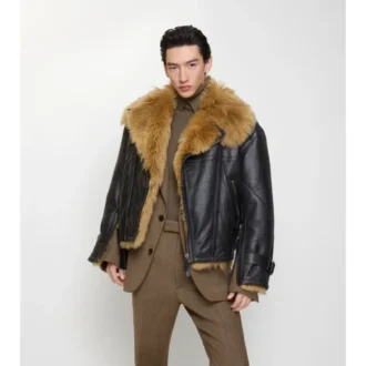 Kurze Shearling-Fliegerjacke