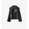 Kurze Trenchcoat-Jacke aus geprägtem Leder
