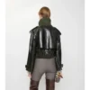 Kurze Trenchcoat-Jacke aus geprägtem Leder