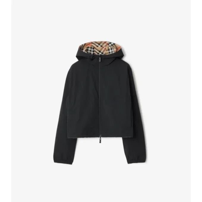 Kurze, wendbare Jacke mit Karomuster