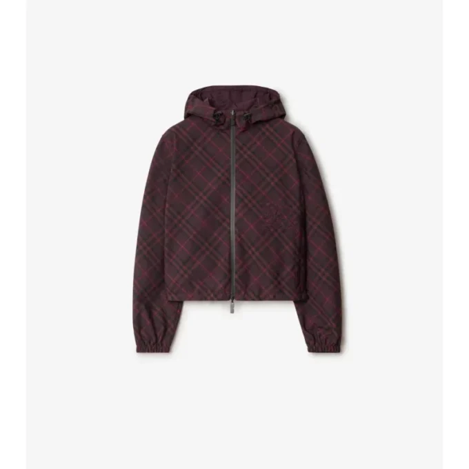 Kurze, wendbare Kapuzenjacke mit Karomuster