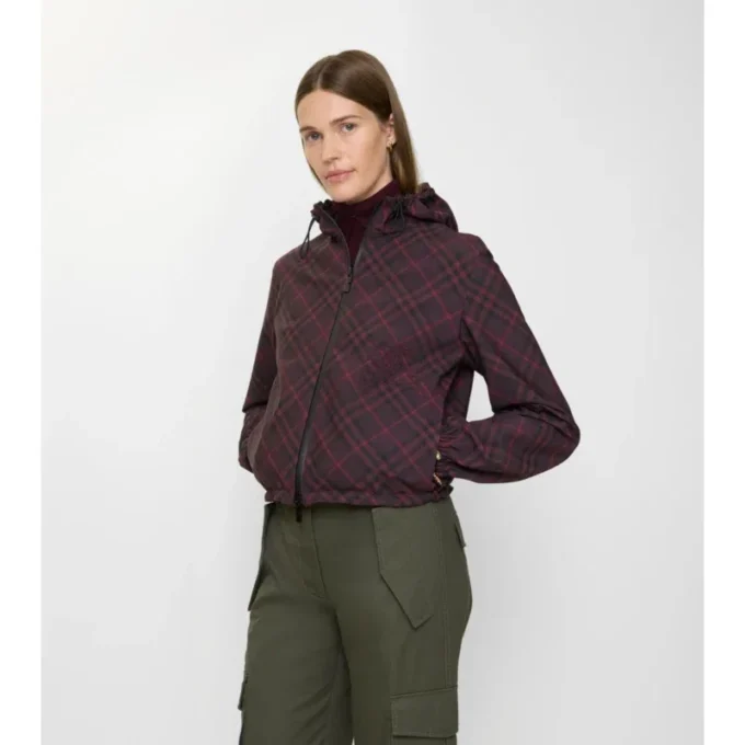 Kurze, wendbare Kapuzenjacke mit Karomuster