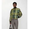 Kurze, wendbare Nylonjacke mit Gürtel und Karomuster