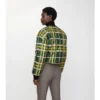 Kurze, wendbare Nylonjacke mit Gürtel und Karomuster