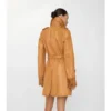 Kurzer Car Coat aus Leder mit Fransen