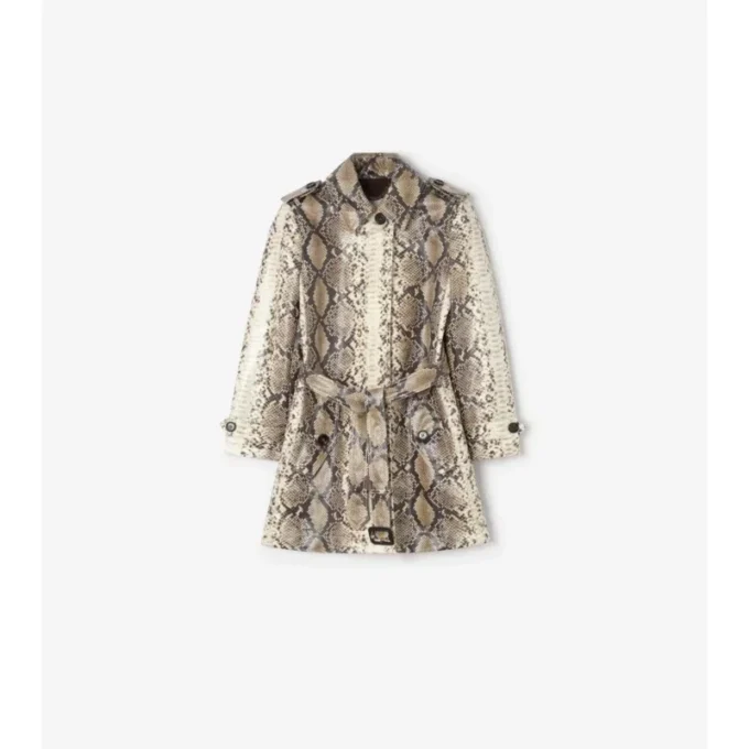 Kurzer Stonehaven-Car Coat aus beschichteter Baumwolle mit Python-Print