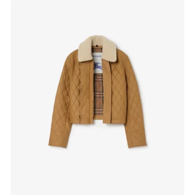 Lammfellkragen, gesteppte Baumwoll-Howle-Jacke