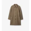 Langer Burberry-Car Coat aus Wolle mit Fischgrätenmuster