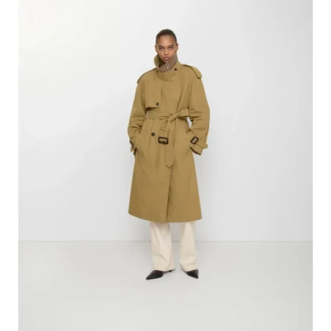 Langer Fitzrovia-Trench Coat aus Canvas mit wärmendem Futter