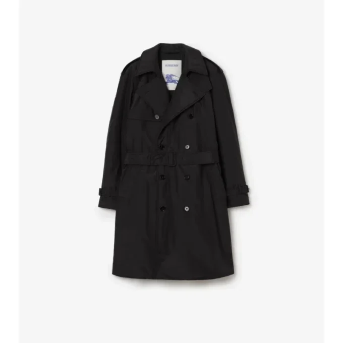 Langer, gefütterter Trench Coat aus Baumwolle und Nylon