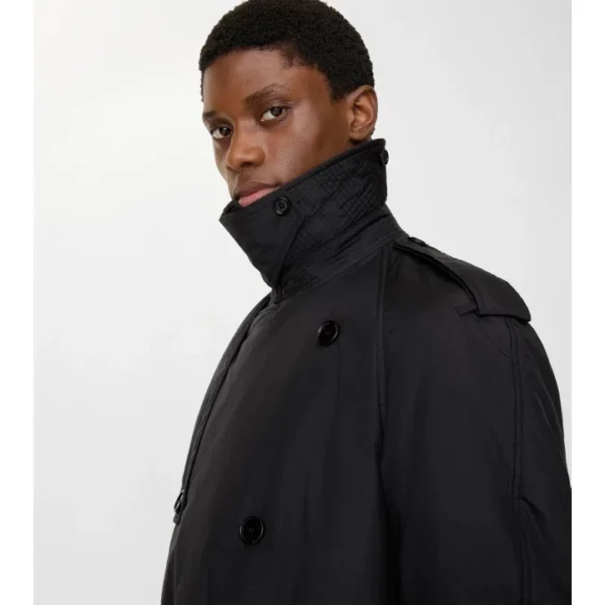 Langer, gefütterter Trench Coat aus Baumwolle und Nylon