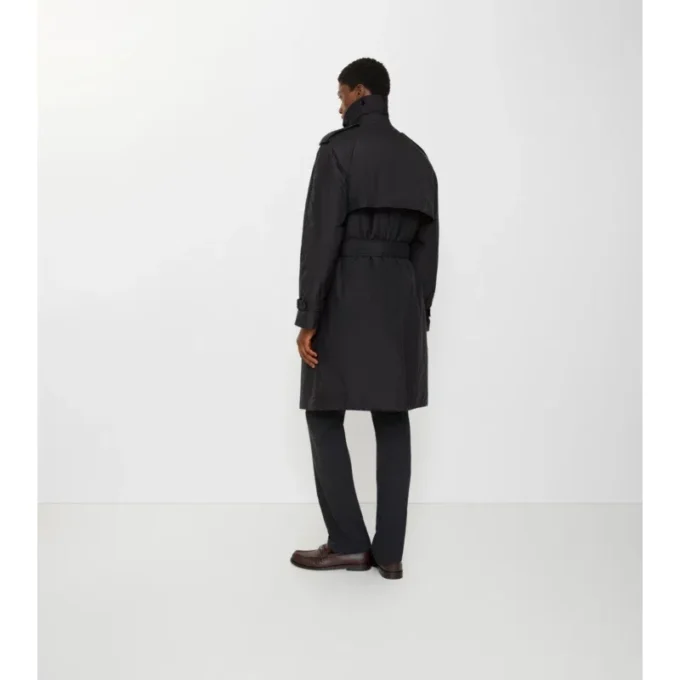 Langer, gefütterter Trench Coat aus Baumwolle und Nylon